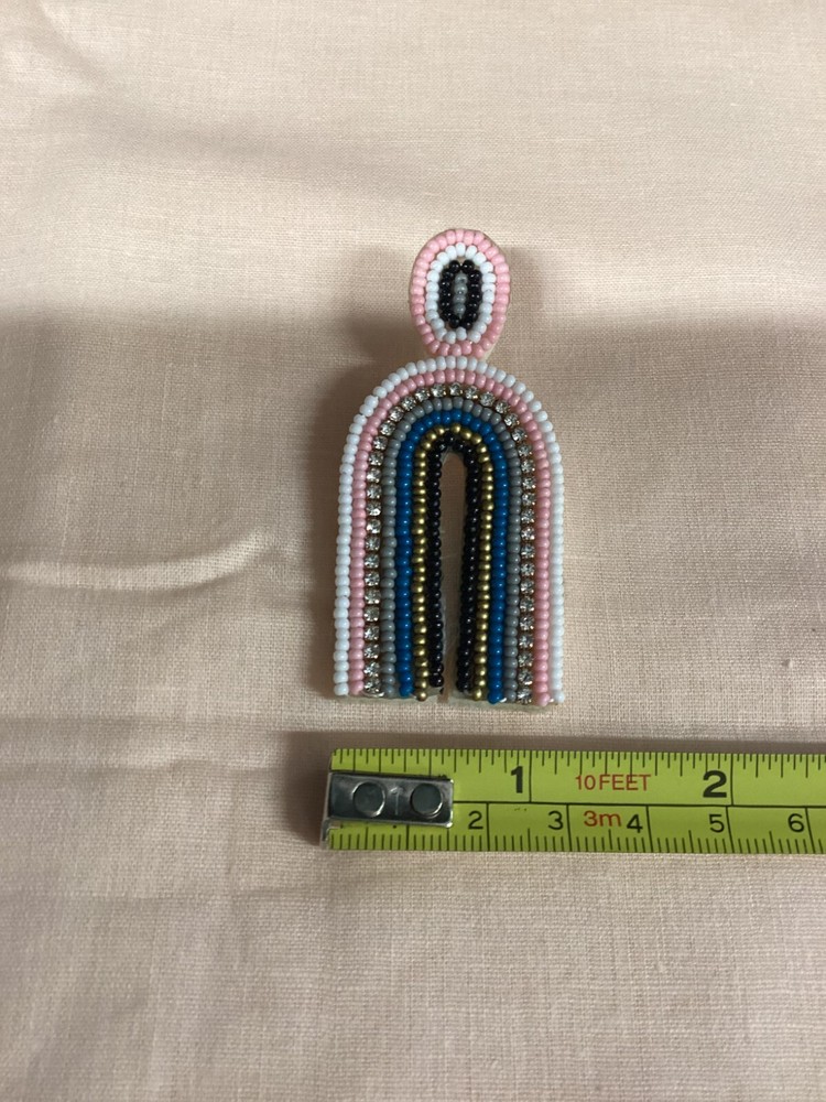 Vintage U Shape Beaded Rainbow Earrings