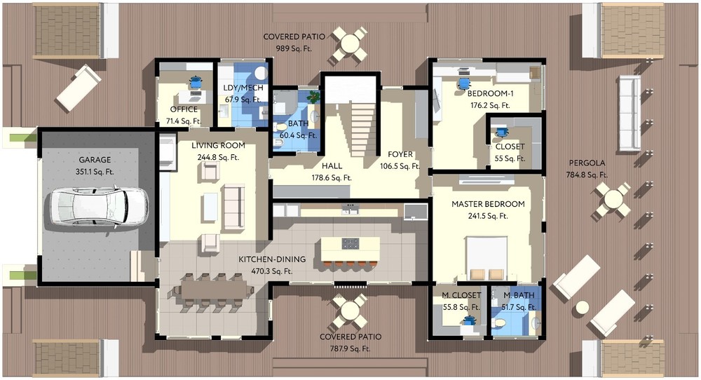 100’x54’ 4-Beds 4-Baths Charming A-Frame Architectural Build Plans PDF Download