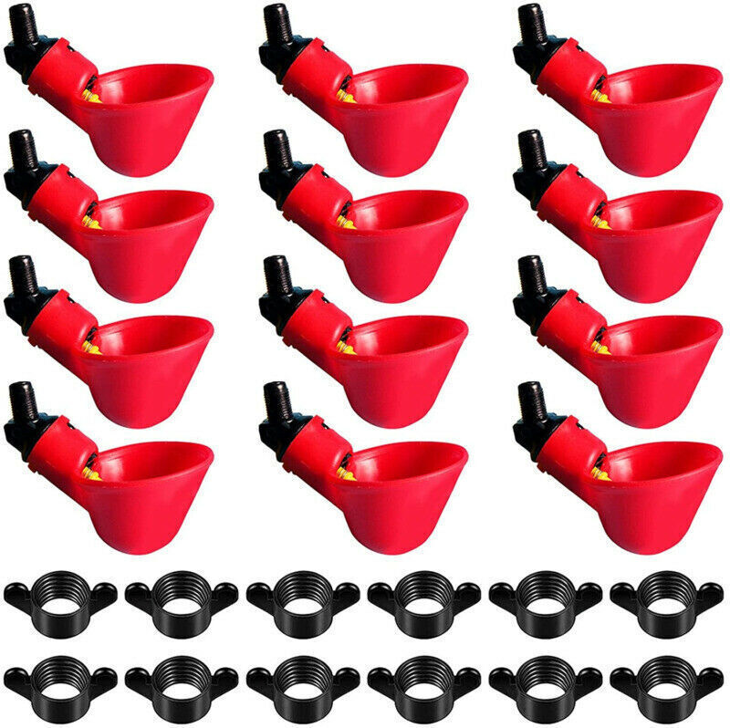 12pcs Poultry Water Drinking Cups Waterer Chicken Hen Plastic Automatic Drinker
