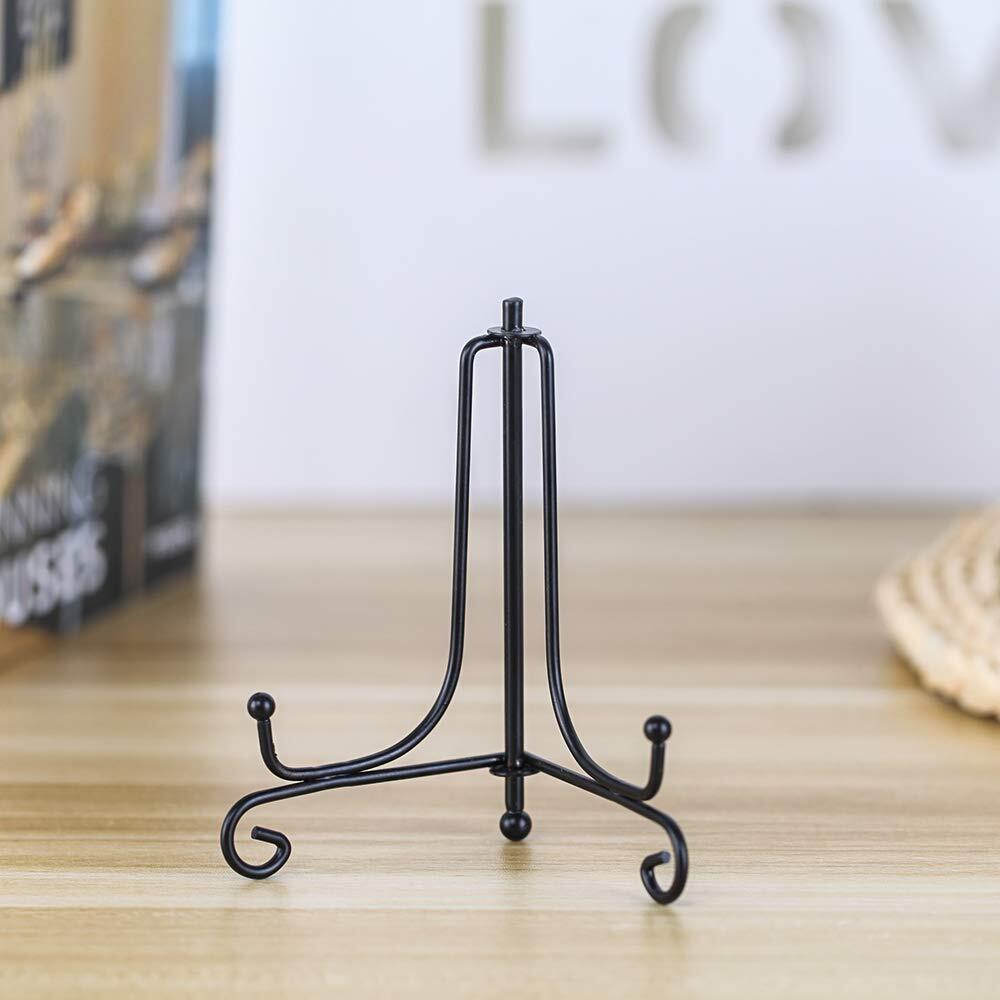 (4 Pack) Iron Display Stand, Black Easel Plate 4 inch pack),