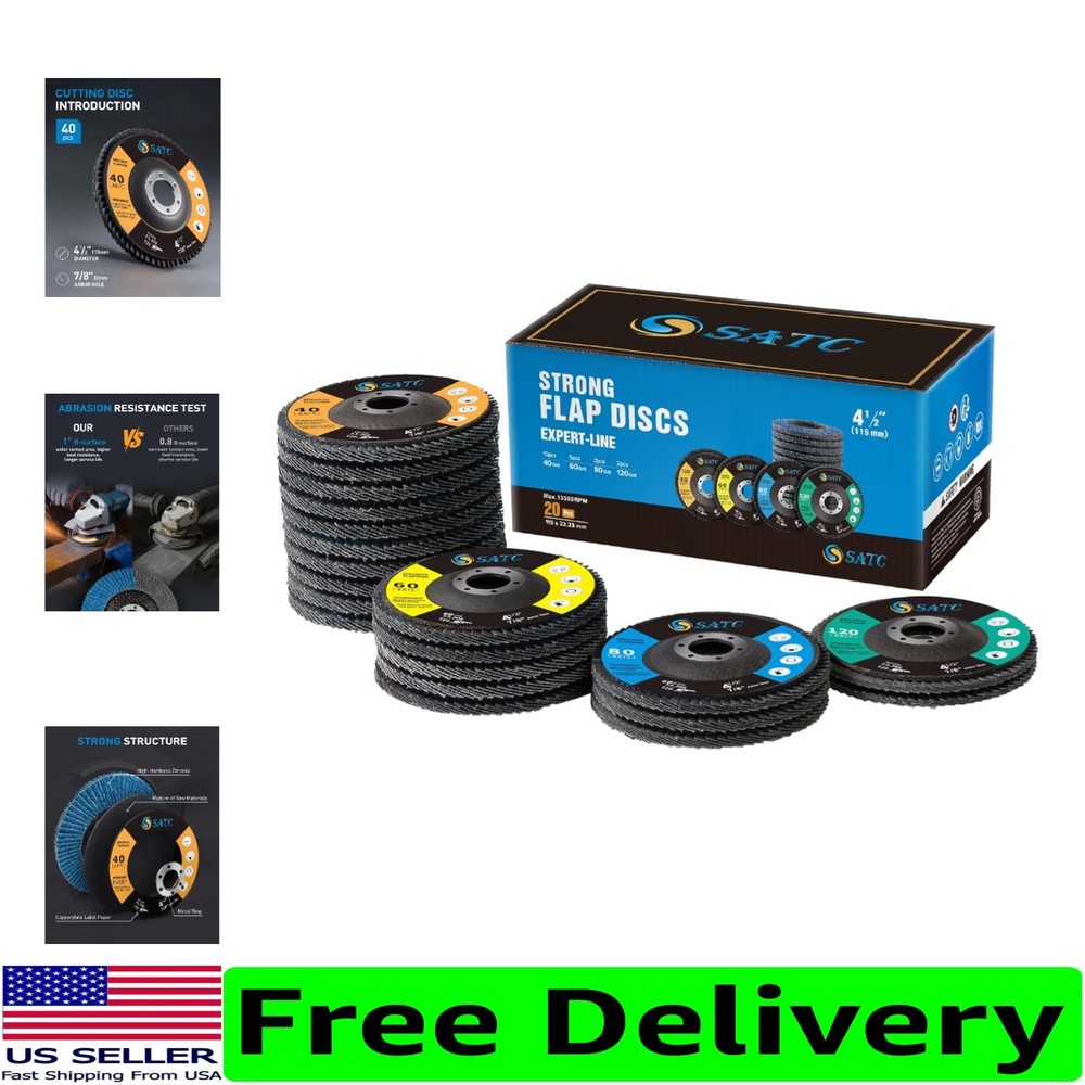 Superior 20-Pack 4.5" Flap Discs for Angle Grinders – Long Lasting Performance