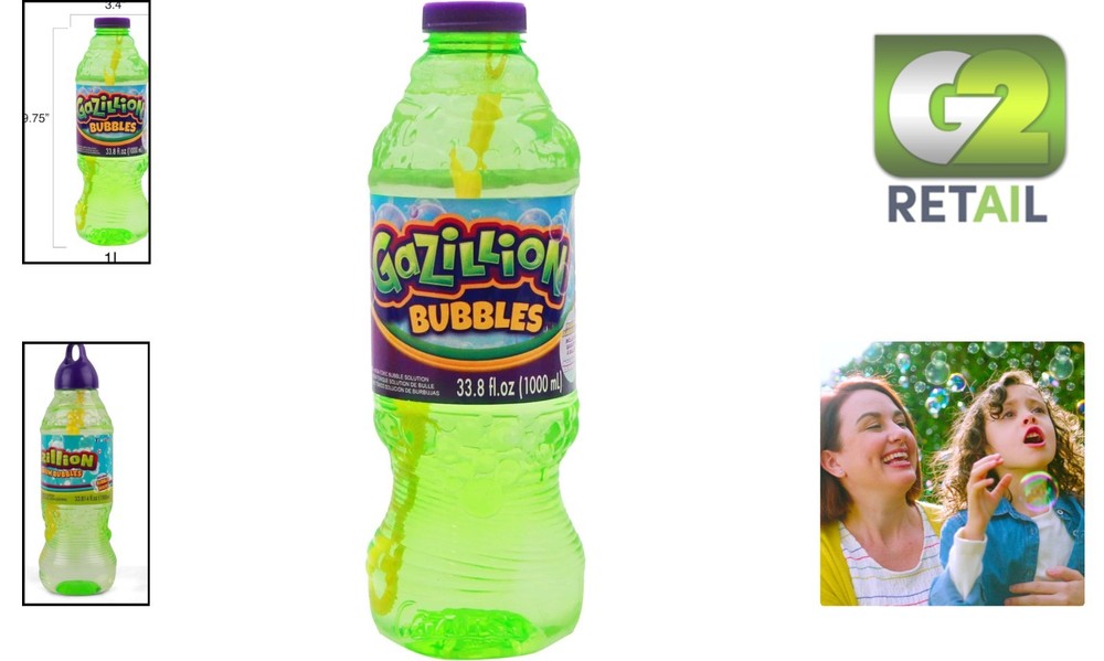 Bubbles 1L Bubble Solution with 7-in-1 Wand - Safe & Non-Toxic Fun