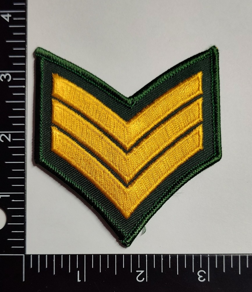 Vietnam Era US Army Sergeant Green Stripes Patch High Quality Hook Loop