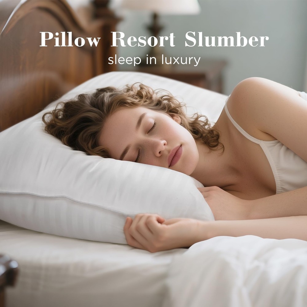 Queen Bed Pillows 2 Pack, Hotel Quality, Down Alternative, White