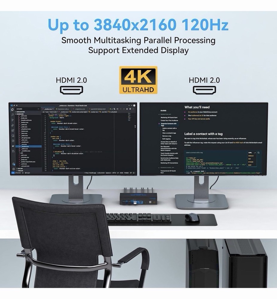 4K120Hz HDMI KVM Switch 2 Monitors 2 Computers 8K USB 3.0