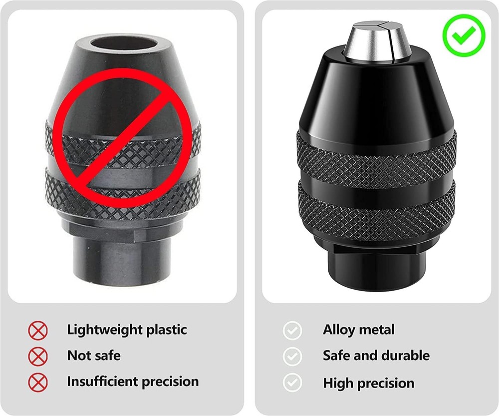 Efficient 3-Jaw Keyless Chuck Set for Quick Bit Changes - For Dremel Tools