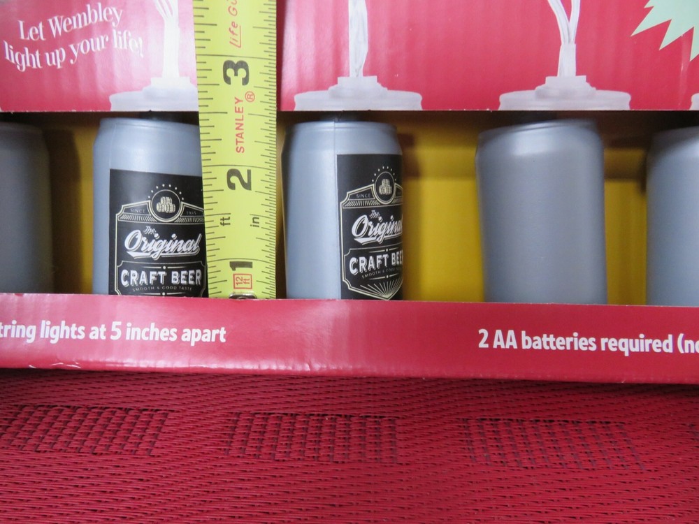 Wembley 10 Battery Powered LED Beer Can String Lights NIB