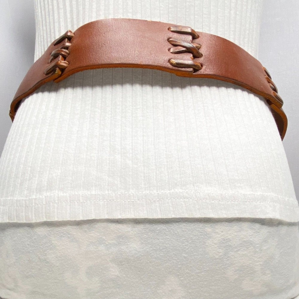 Leather Segmented Stitched Belt Unisex XL Gingerbread Brown