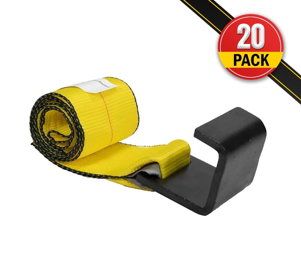(20 Pack) 4" x 5' Roll Off Container Yellow Winch Strap w/ Large Flat Hook fo...
