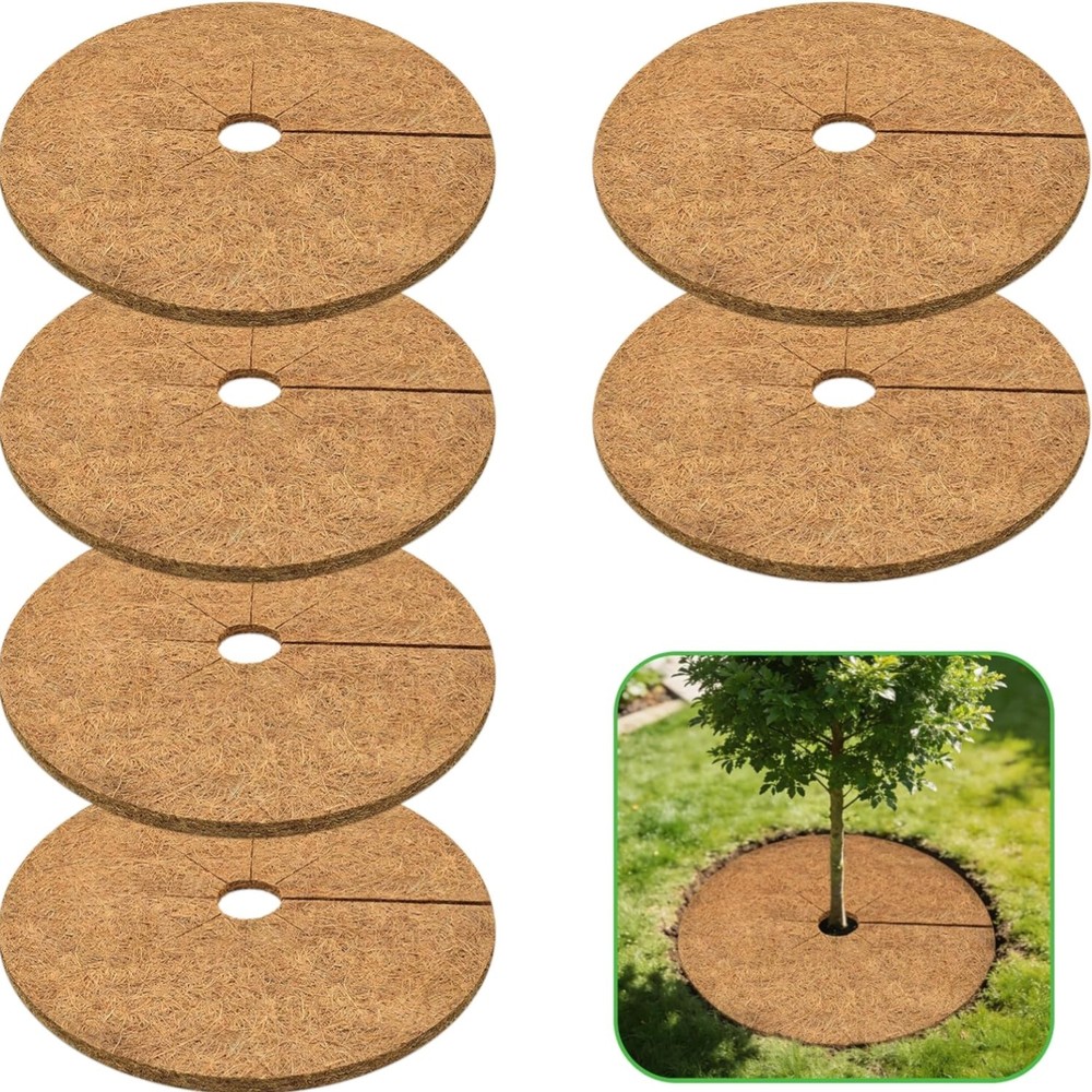 Eco-Friendly 24-Inch Coco Coir Tree Rings - Weed Suppression & Root Protection