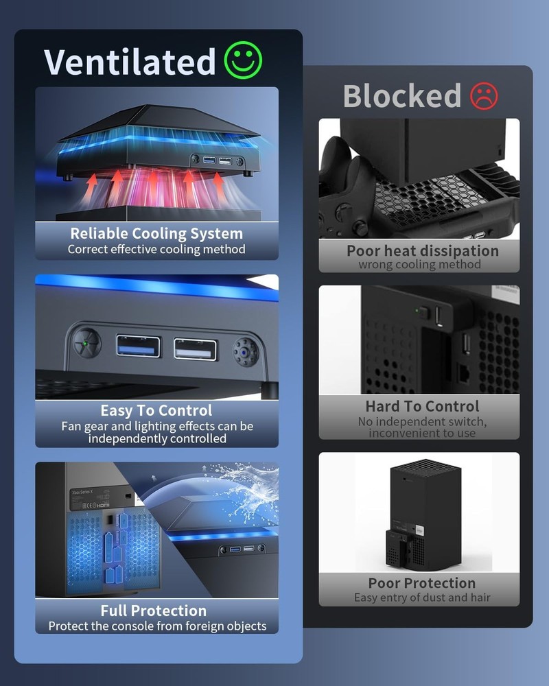Ultimate Xbox Series X Console Cooling Fan with 3-Speed Settings & Light Effects