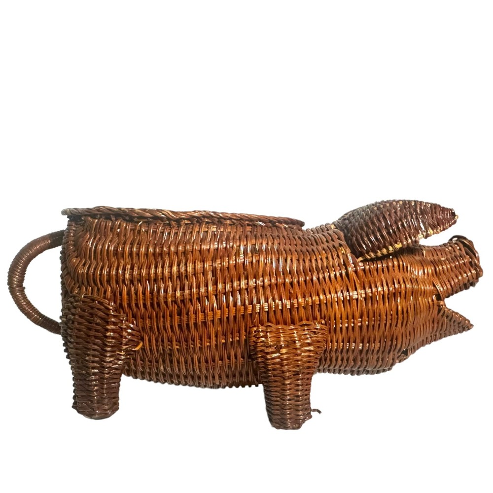 Wicker Pig Planter. Well Loved.