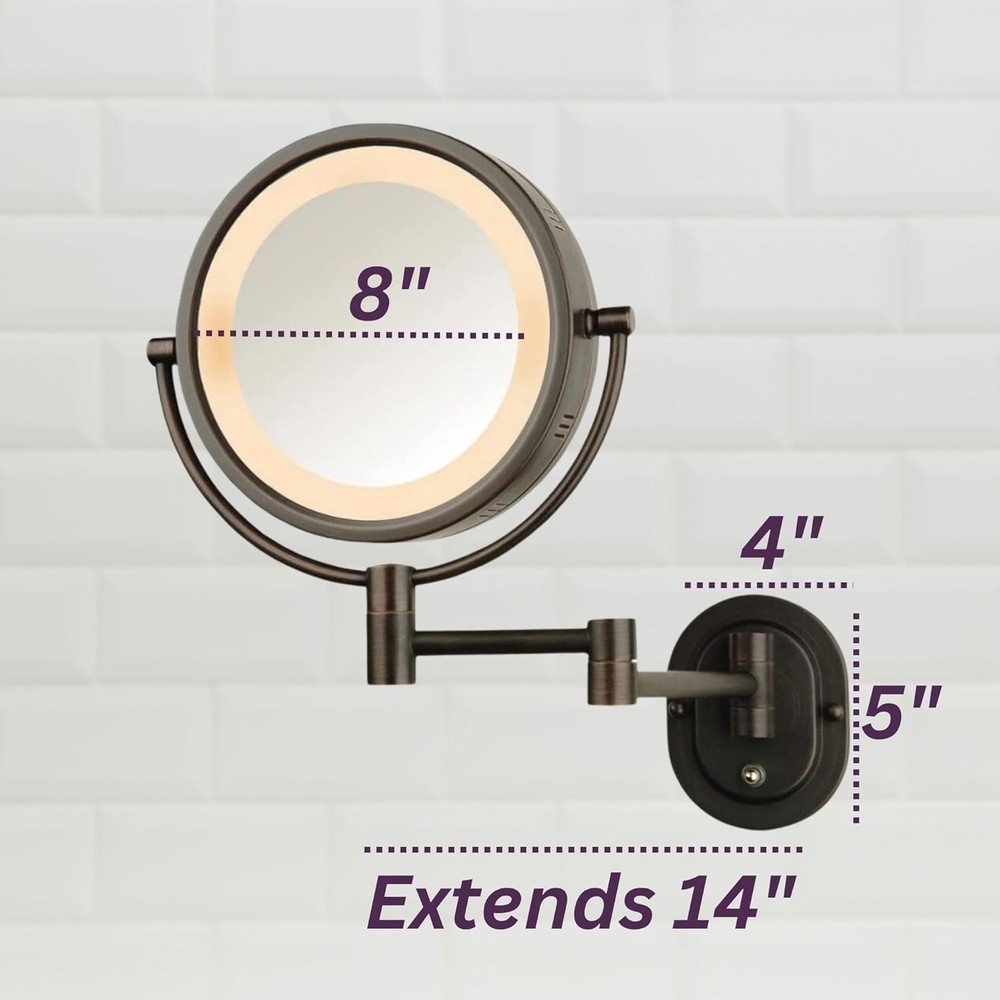 Wall-Mounted Magnifying Mirror with LED Lights - Lighted Makeup Mirror with ....
