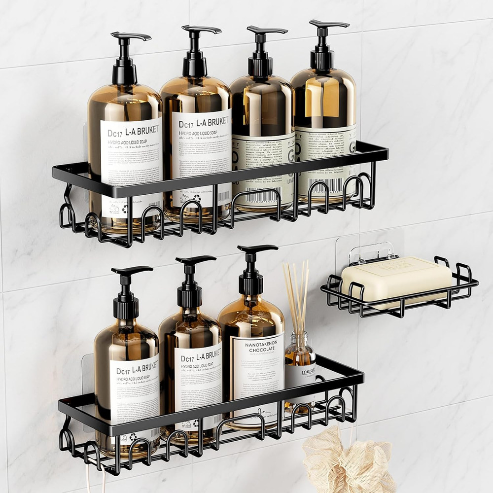 Shower Caddy, 3 Pack Shower Shelves for Inside Bathroom, Rustproof Adhesive Bath
