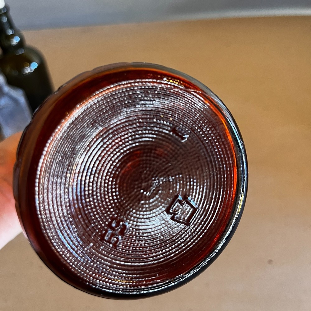Antique Brown Amber Glass Bottle