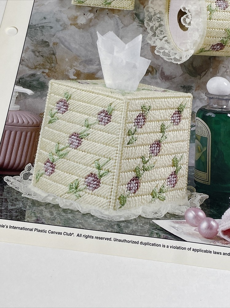 Floral Bath Set Tissue Box Switch Cover Annie's Plastic Canvas Pattern