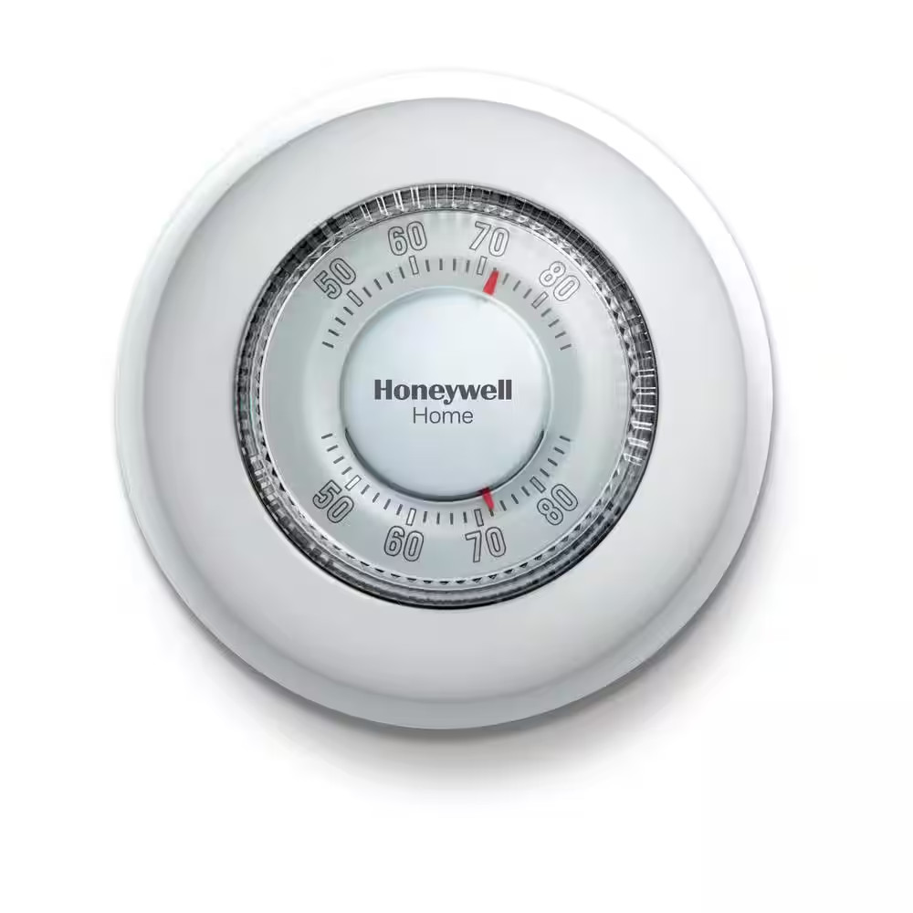 Round Non-Programmable Thermostat with 1H Single Stage Heating, Manual Control,