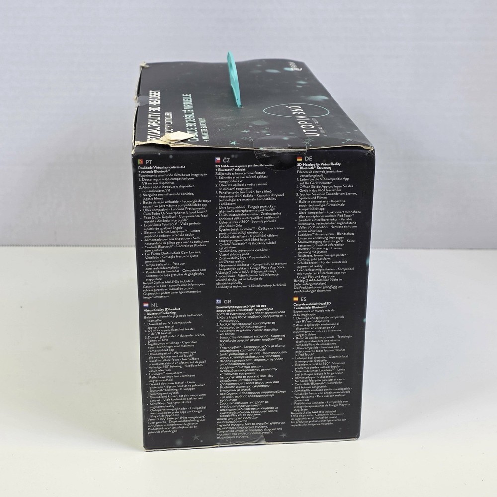 Utopia 360 Virtual Reality 3D Headset With Head Strap And Bluetooth Controller