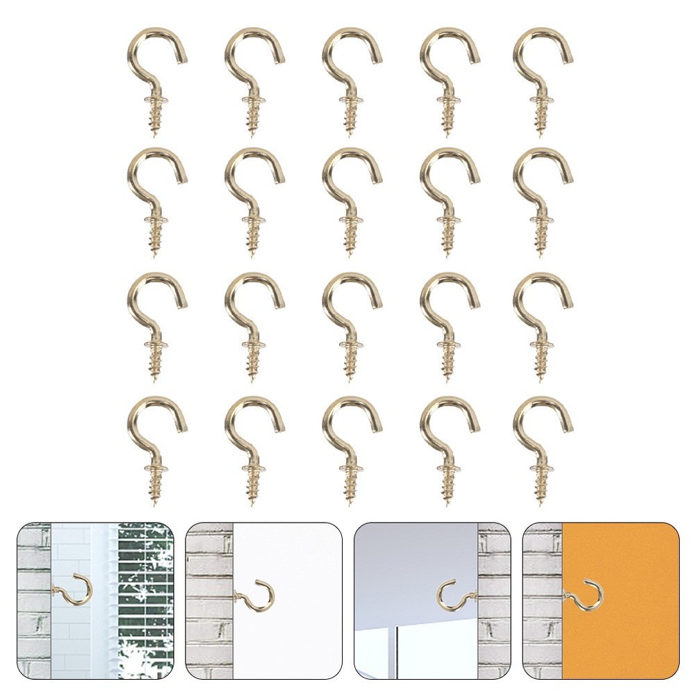 50 Pcs Screw Hooks Iron Heavy Duty Self Tapping Hanging Hooks