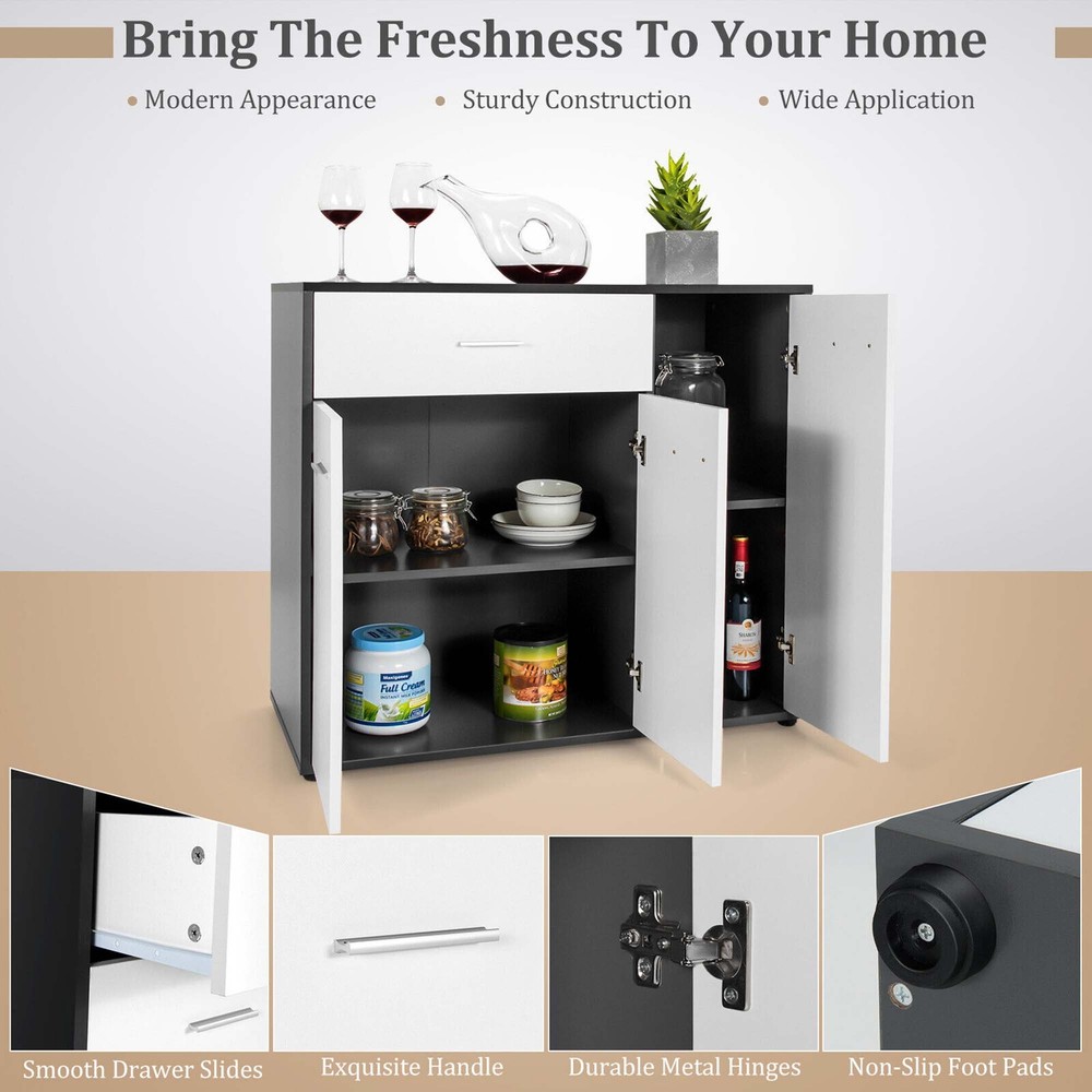 3-Door Buffet Sideboard Kitchen Storage Cabinet Console Cupboard w/Drawer