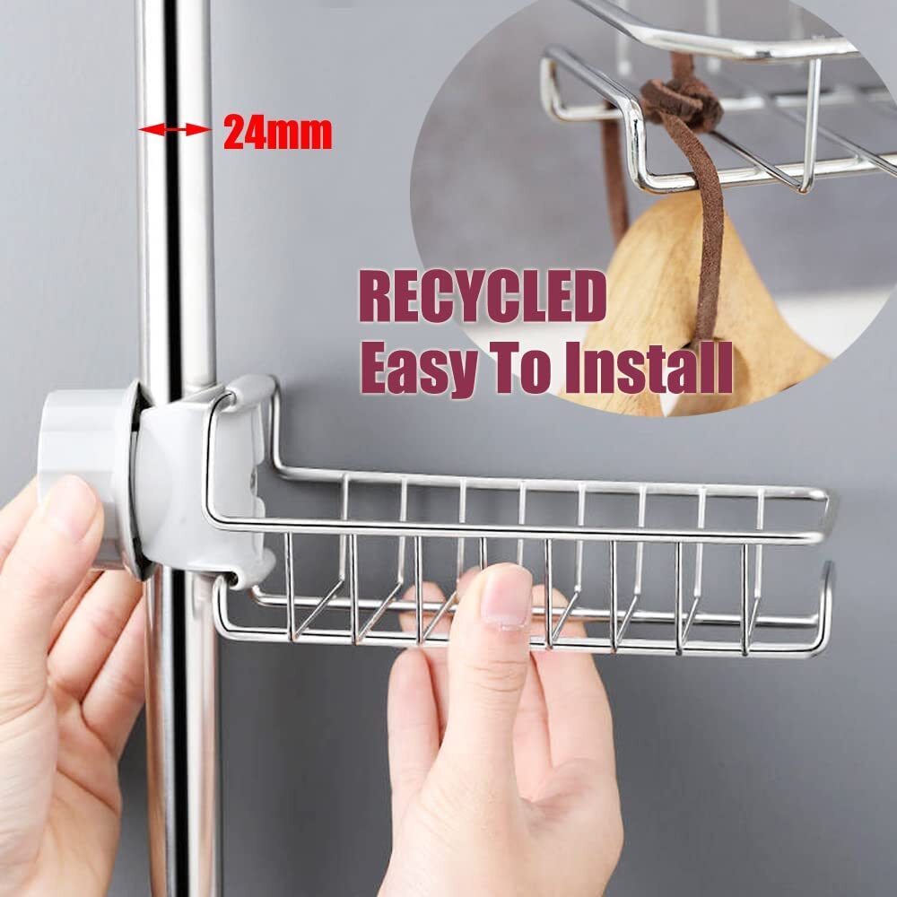 2Pcs Drain Rack Storage Holder for Shelf-Kitchen Sink Faucet Sponge Soap Cloth