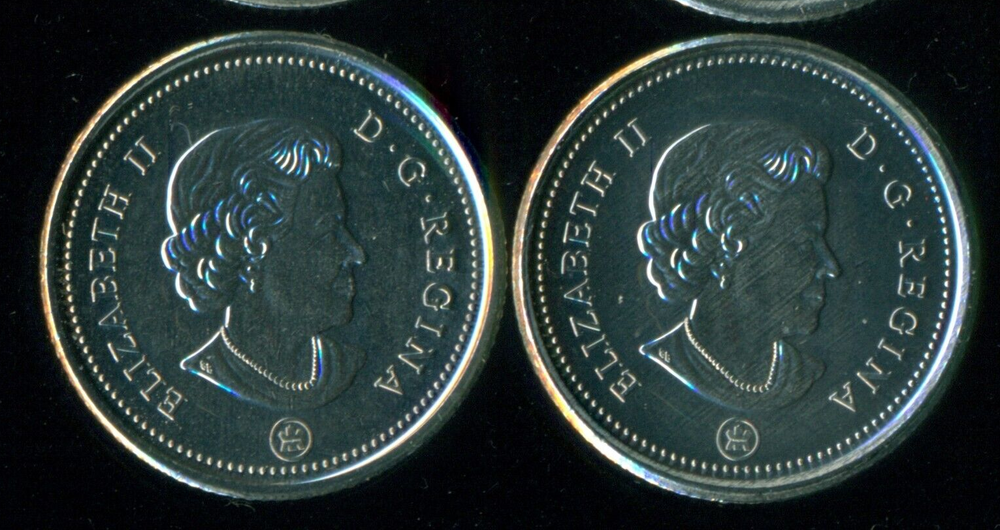 2021 Canada 10 Cent Queen Elizabeth, Date Varieties; Single and Double Dates,Unc