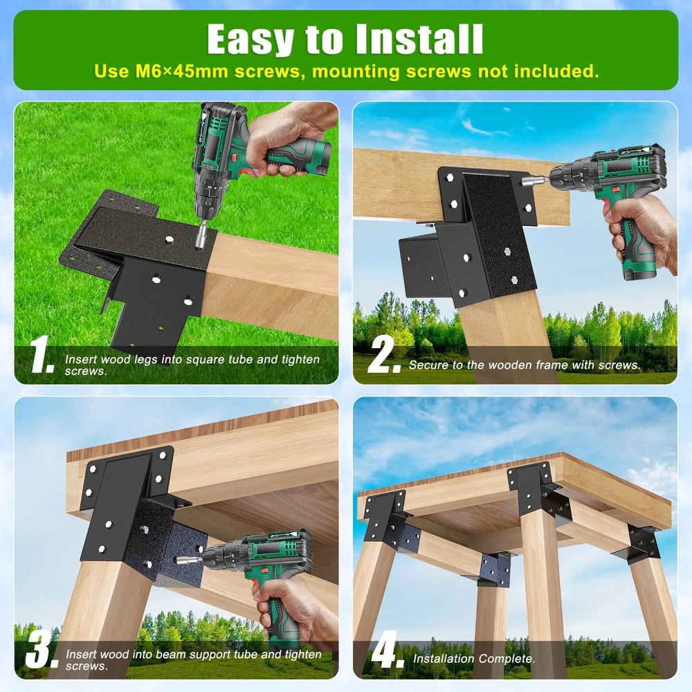 4Pack 4x4 Compound Angle Brackets Heavy Duty Deer Stand Bracket Hunting Blind