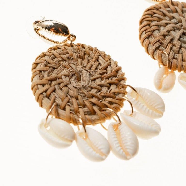 Light Wood Shell Drop Earrings