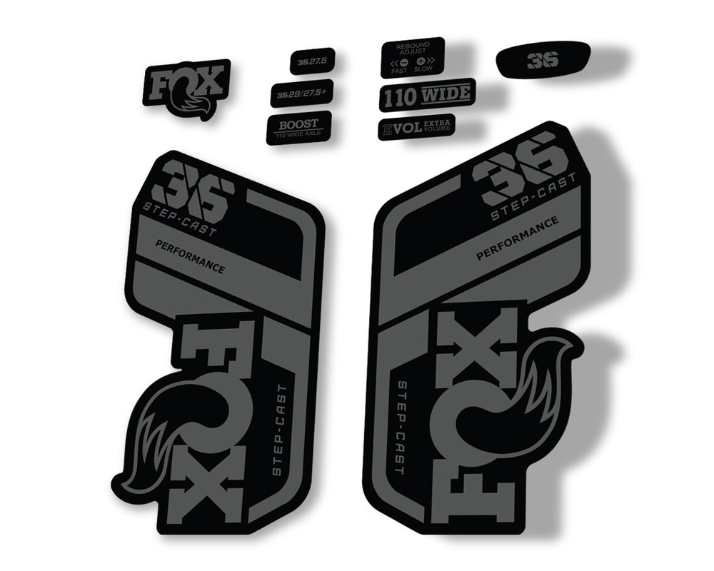 FOX 36 Step Cast SC 2021 Performance Fork Decals Suspension Sticker Gray
