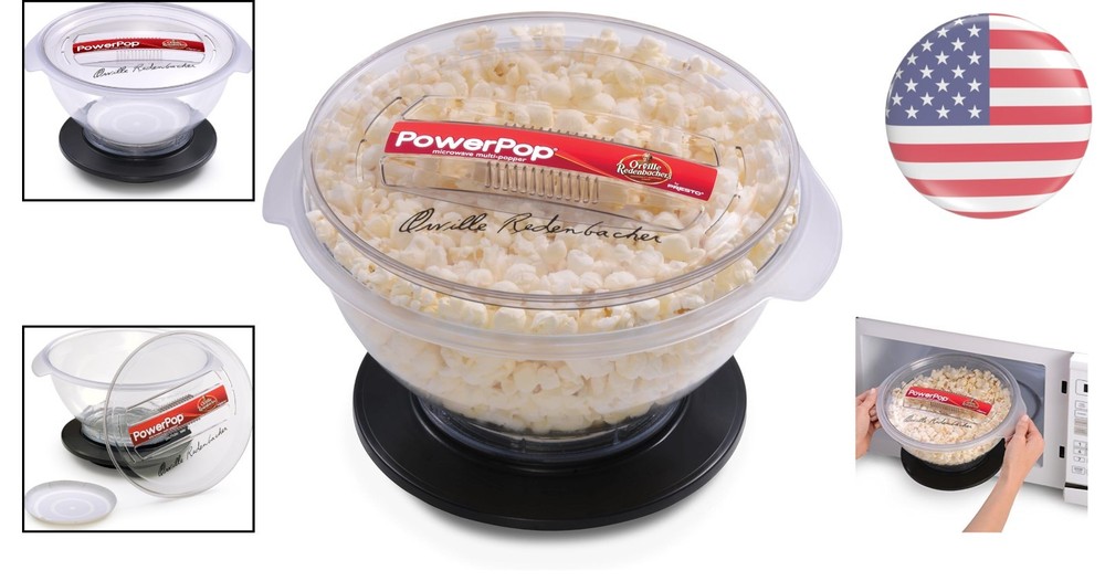 Quick & Easy Popcorn - 3 Quart PowerPop Microwave Popper, Dishwasher Safe, Black