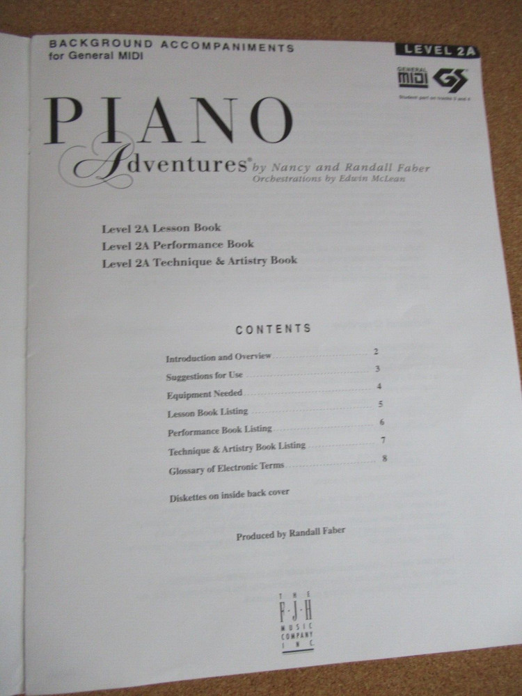 Piano Adventures Levels 1,2A,2B Background Accompaniment MIDI Diskettes - VG!