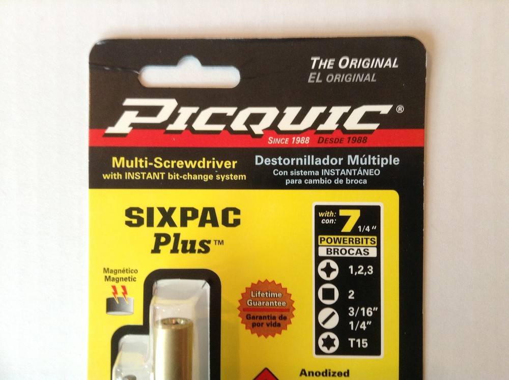 PICQUIC SIXPAC Plus Screwdriver Multi Bit with 7 Hex Bits - "Ruby Red"