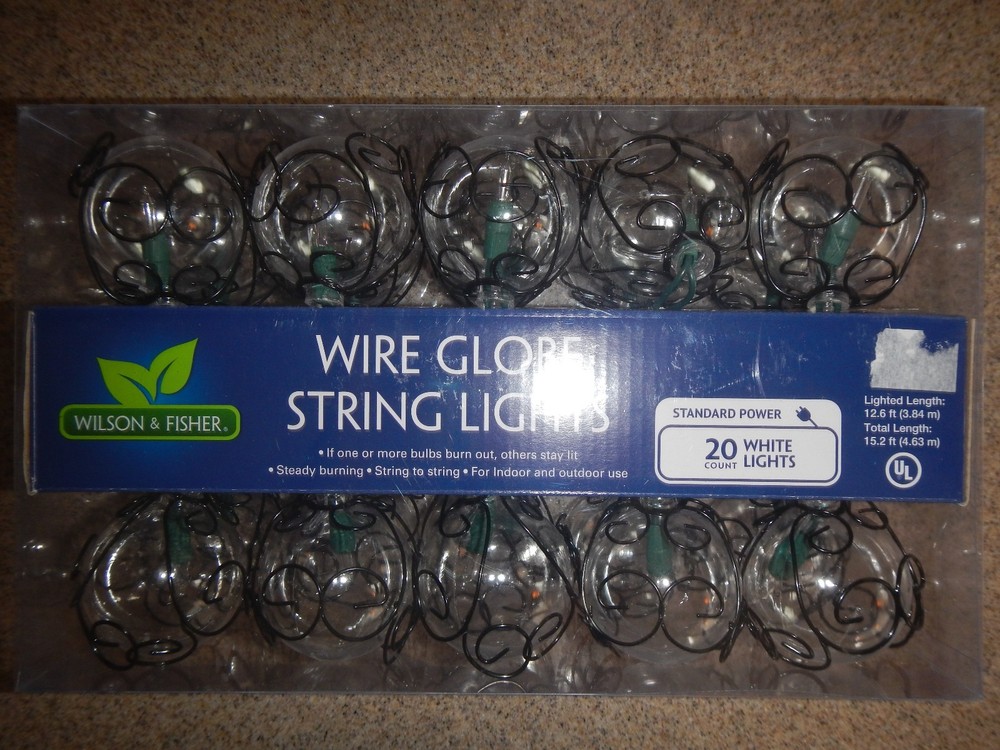 3 sets New LARGE Wire Globe string Lights 20 white lights wedding patio deck