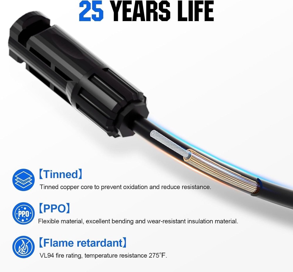 Solar Panel Y Branch Cable Connection Waterproof Adapter Connector Extension