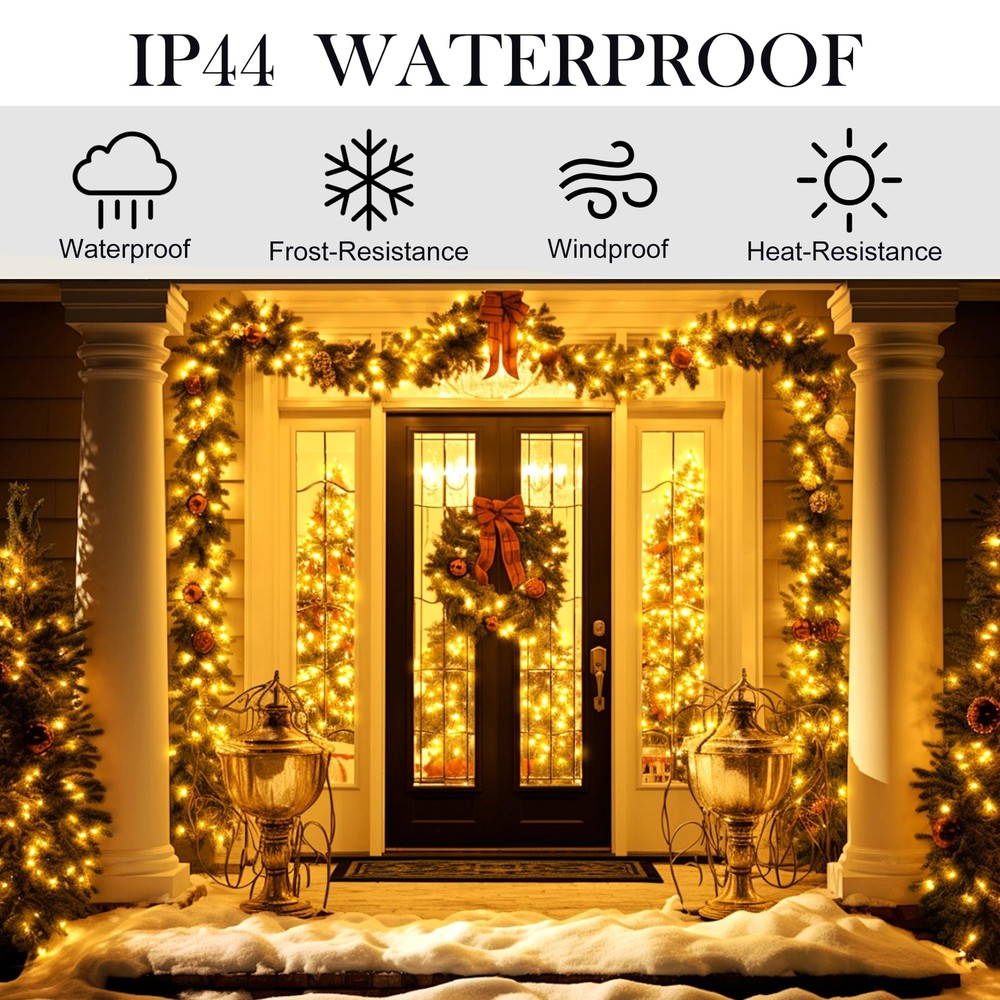Weillsnow 328 FT 1000 LED Christmas String Lights with Remote & Timer, 8 Lightin