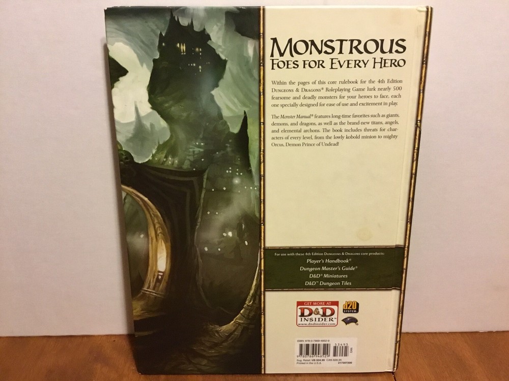 Dungeons & Dragons MONSTER MANUAL June 2008 First Printing D&D Game Core Rules