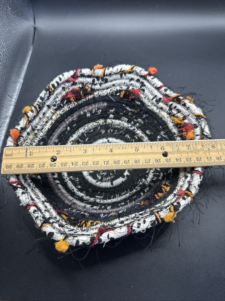 Handcrafted Rag Roll Bowl Halloween 8”