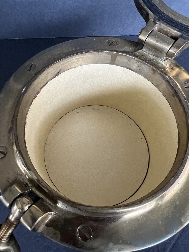 1960s leather and solid brass porthole box made in England