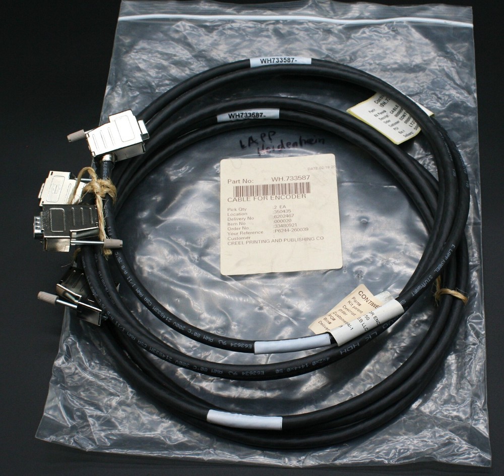 Two (2) LAPP 70388718 Encoder Cables 300V Contiweb WH.733587 NEW