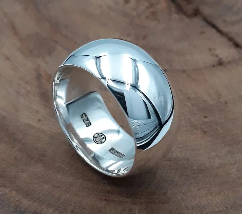 Dome Ring Wide 925 Sterling Silver Band &Statement Ring Handmade Ring All size