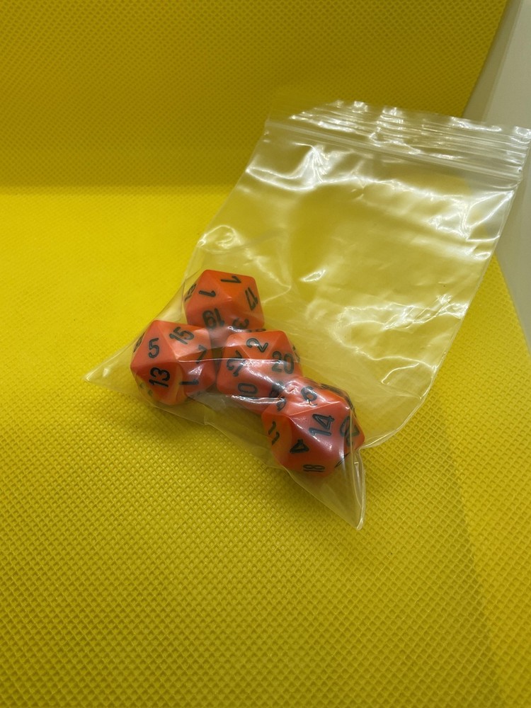 Orange Black Numbered 4pc D20 Polyhedral RPG Tabletop Gaming Dice Set Loose