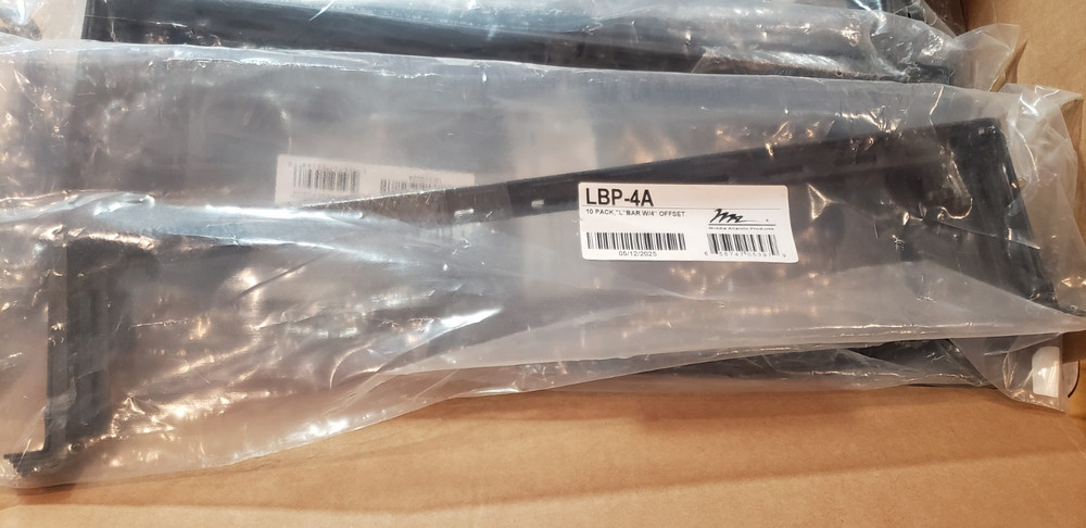 Middle Atlantic LBP-4A Lace Bar, 4" Offset, L-Shaped, 10 pc