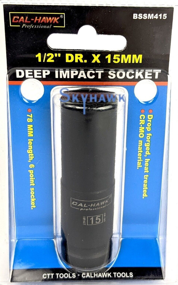 1/2" DR. X 15MM DEEP IMPACT SOCKET 6 POINT Chrome Molly CR-MO MATERIAL