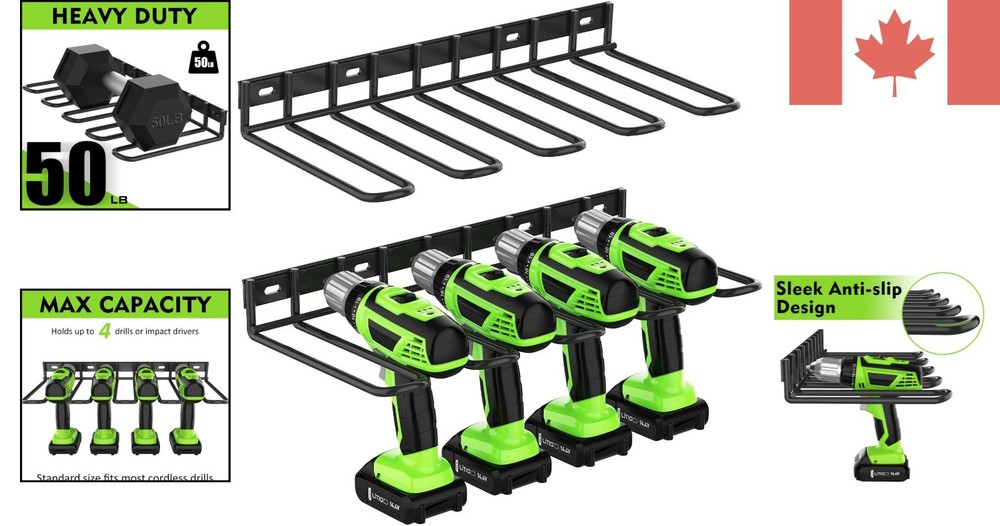2 Pack Heavy-Duty Drill Holder Wall Mount – Space-Saving Power Tool Organizer