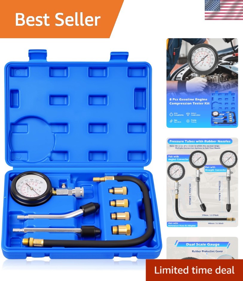 Durable Petrol Engine Compression Tester Kit with Multiple Vehicle Adaptors