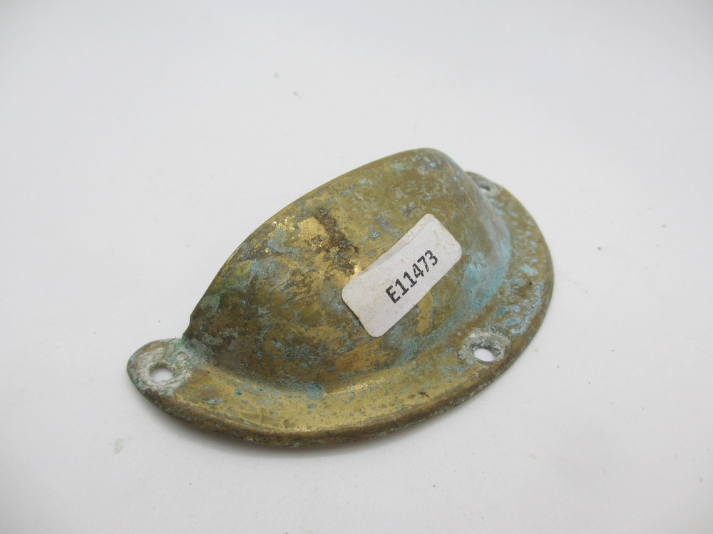 Vintage Brass Drawer Cup Handle Cupboard Pulls Shell Old Antique x1