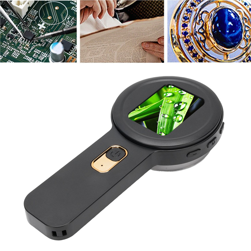 Handheld Digital Microscope 200x Magnification Dual LED Black