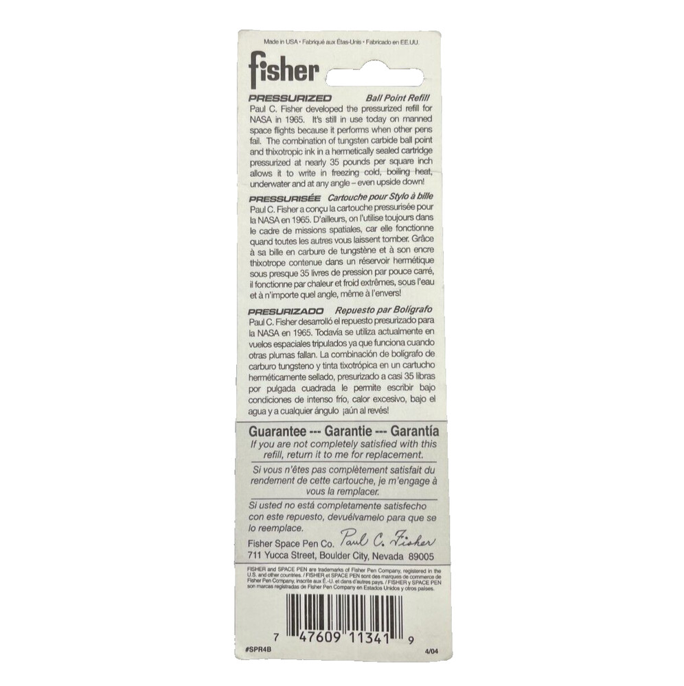 Fisher Space Pen Refills - SPR4B - Black - Pressurized Refills