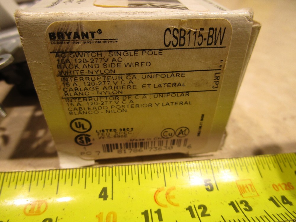 BRYANT CSB115BW WALL SWITCH, R0173