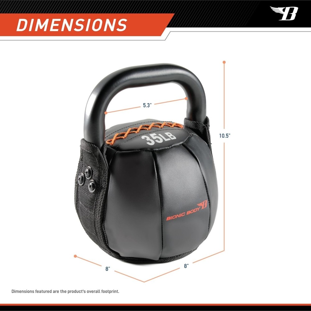 Bionic Body Soft Kettlebell 35 lbs - Safe Ergonomic Design for Core Training